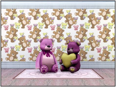 The Sims Resource Teddy Bear Walls By Marcorse • Sims 4 Downloads