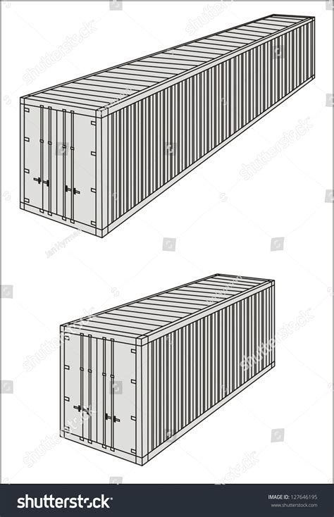 Drystandardcontainerized Cargo Container Line Drawing