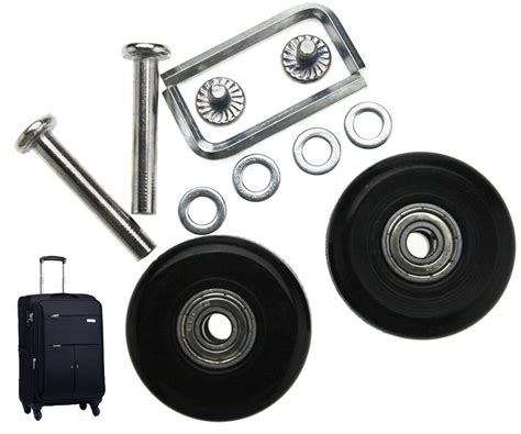 Pair Of Luggage Suitcase 40mm Replacement Wheels Repair Axles Deluxe