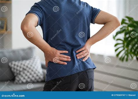 Back Pain Kidney Inflammation Man Suffering From Backache At Home