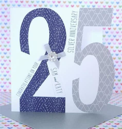 Lovely Personalised Handmade Silver 25th Wedding Anniversary Card