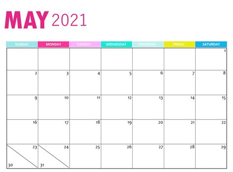 Cute May 2021 Calendar Design Template With Notes One Platform For