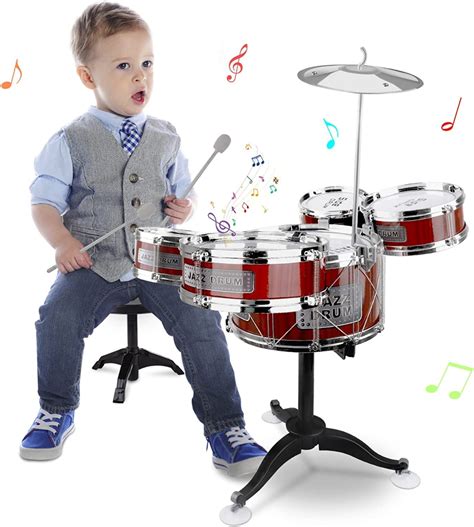 Twfric Kids Drum Set Musical Toy Drum Kit For Toddlers Jazz Drum Set