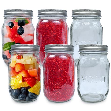 Mason Jars With Lids Glass Preserving Jars For Jams Overnight Oats And Beverages Glass Mason