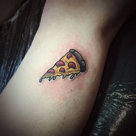On one hand, adoration of the delicious food unites people of all races and classes. Tiny little pizza slice #tattoo #tattooartist #tattoodesign # ... | Tattoo designs, Tattoos ...
