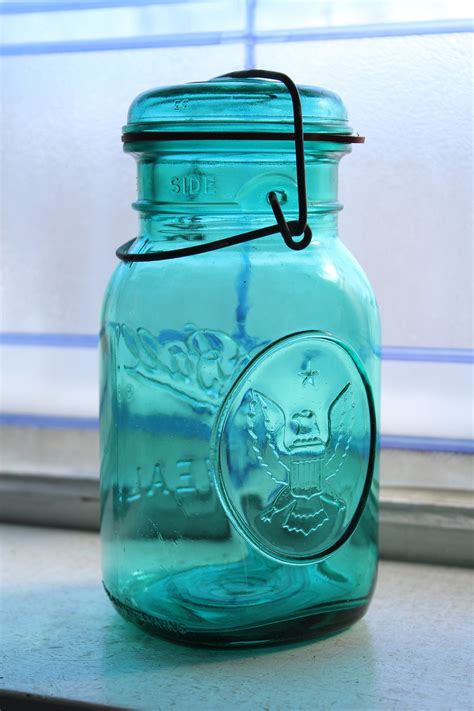 Blue Ball Ideal Quart Jar With Glass Lid Commemorative
