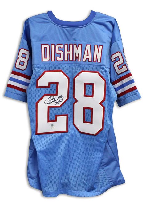 Chris Dishman Signed Jersey Houston Oilers Blue Throwback