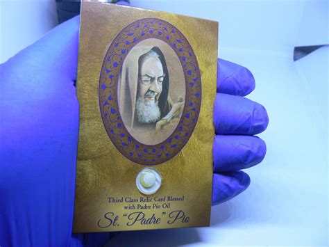 Padre Pio Holy Relic Card With Prayer For Sale