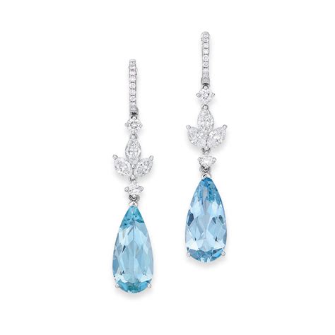 A Pair Of Aquamarine And Diamond Ear Pendants Christie S