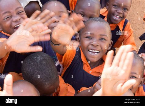 Uganda June 13 2017 A Group Of Happy Primary School Children Smiling