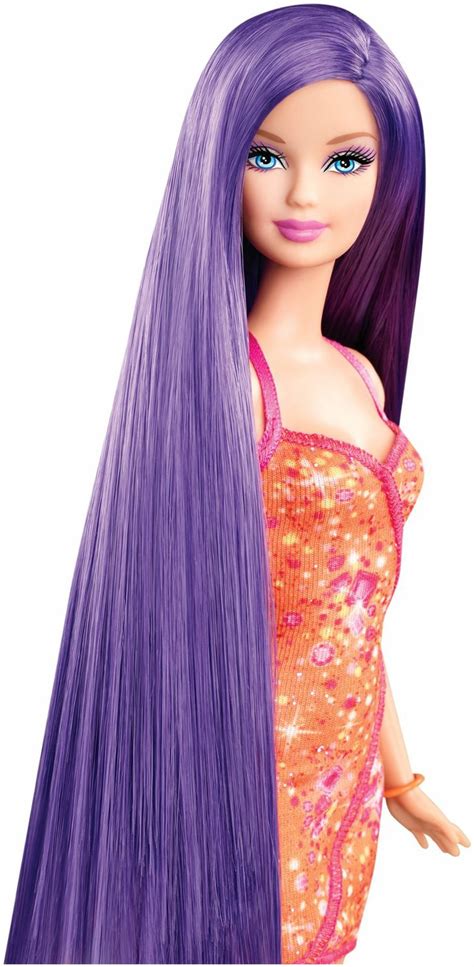Brown hair is dominant over blonde hair. Barbie Hairtastic Orange Dress - Long Purple Hair Doll ...