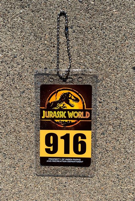 Jurassic Park Set Prop Id Badge Lab Tech Visitor Park Etsy