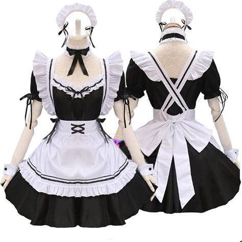 Smchwbc Maid Outfit Black Cute Waiter Costumes Maid Dress Girls Woman