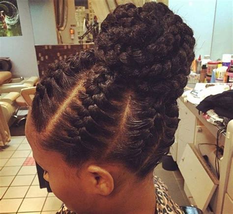 40 box braids hairstyles for black women to try in 2021 featuring jumbo box braids, mixed colors box braids, knotless box braids & more. jumbo cornrows updo - Google Search | Natural hair styles ...
