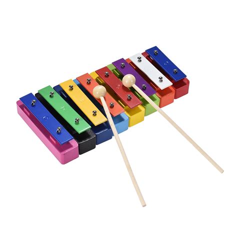 Deluxe Colorful 8 Notes Glockenspiel Resonator Bells Set Percussion