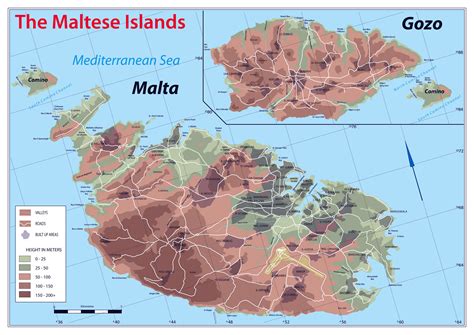 Large Detailed Physical Map Of Malta Maps Of All