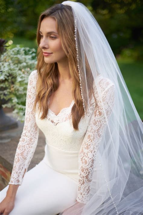 Beaded Wedding Veil Rhinestone Bridal Veil Ivory Veil Elbow Etsy