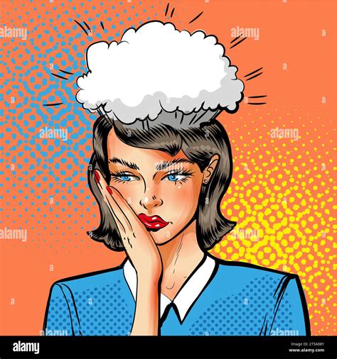 vector pop art illustration of woman having problems stock vector image and art alamy