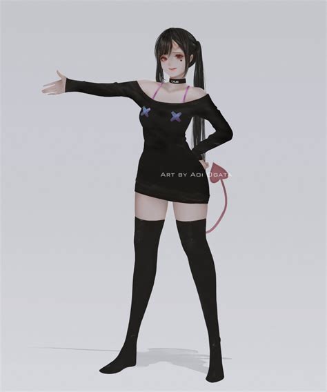 Safebooru 1girl Aoi Ogata Bangs Black Choker Black Hair Black Legwear Black Shirt Breasts