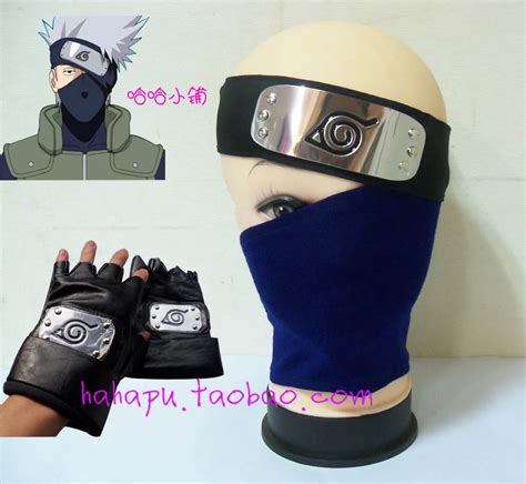 Hot Naruto Hatake Kakashi Cosplay Mask Headband Ninja Gloves Em