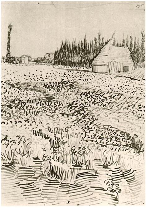 Vincent van Gogh Landscape with Hut in the Camargue Drawing | Van gogh landscapes, Landscape ...