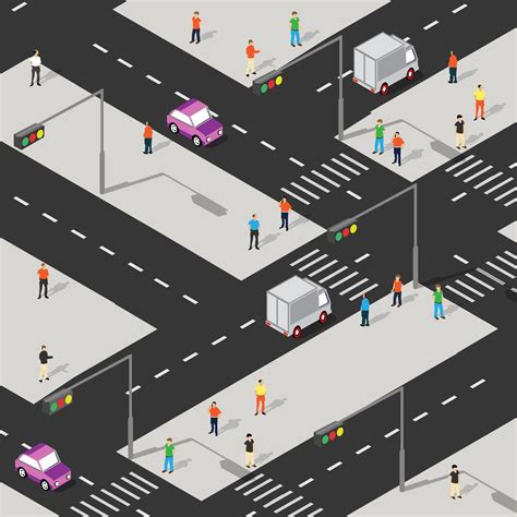 Isometric Street Crossroads 3d Illustration Of The City 3183093 Vector