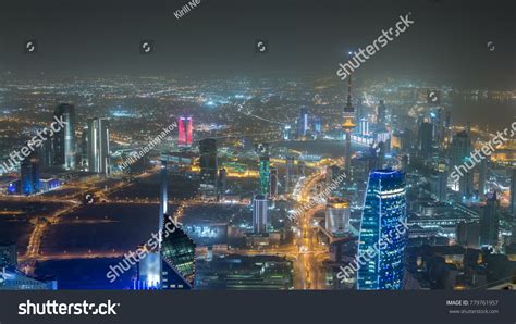 Skyline Skyscrapers Night Timelapse Kuwait City Stock Photo 779761957