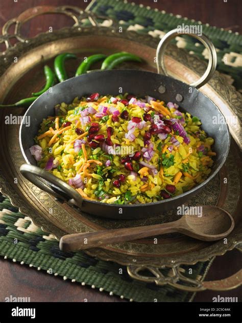 Poha Flattened Rice Flakes Indian Breakfast Dish India Food Stock