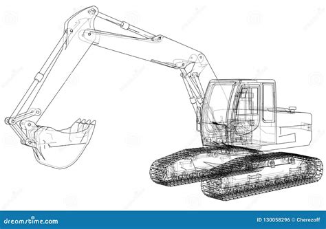 Excavator Concept Outline Vector Stock Vector Illustration Of
