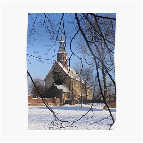 Village Historic Building Polish Church Photograph In Snow Poster