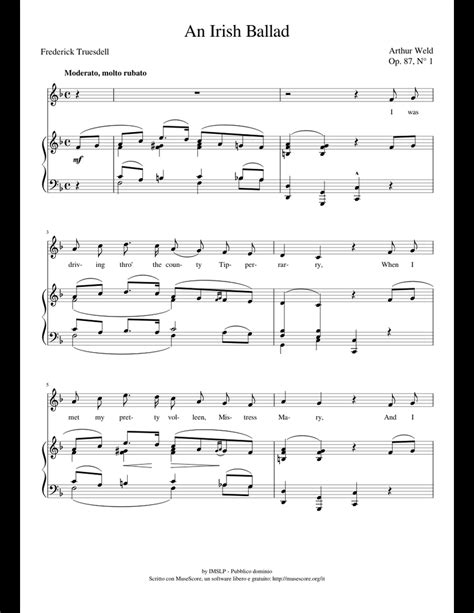 An Irish Ballad Sheet Music For Flute Piano Download Free In Pdf Or Midi