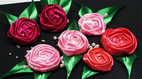 Diy Crafts Flower Making How To Make Satin Ribbon Roses Diy Ribbon