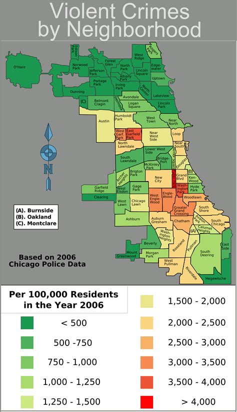 Chicago 2006 Violent Crime Map Chicago Illinois Mappery