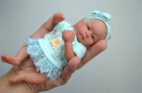 Ooak Polymer Clay Baby Girl Hand Sculpted Art Doll Mini Baby