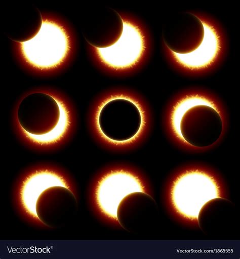 Solar Eclipse Phases Royalty Free Vector Image