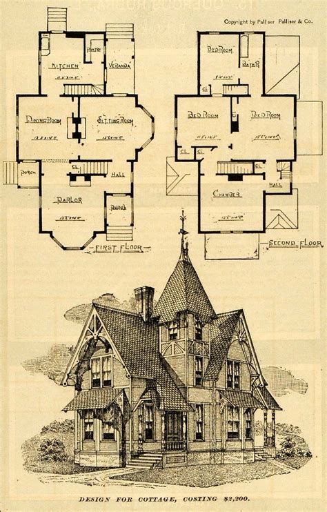 Print Victorian Architecture Cottage House Design Palliser Floor Plans
