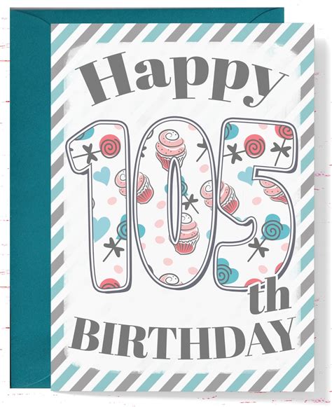 Happy 105th Birthday Card Cute Birthday Card For 105 Year Old Etsy