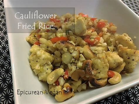 This version is made from cauliflower rice, carrots, scallions and other veggies, along with eggs, sesame oil and tamari (or coconut aminos). Cauliflower Fried Rice - Epicurean Vegan