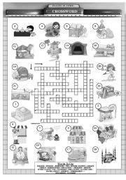 Places in Town Crossword (B&W Version) - ESL worksheet by orhanmazman