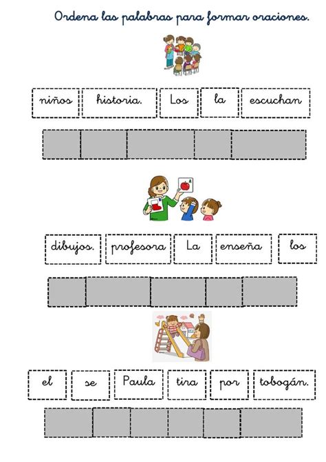 Ejercicio De Ordena Las Palabras Para Construir Oraciones Clases De