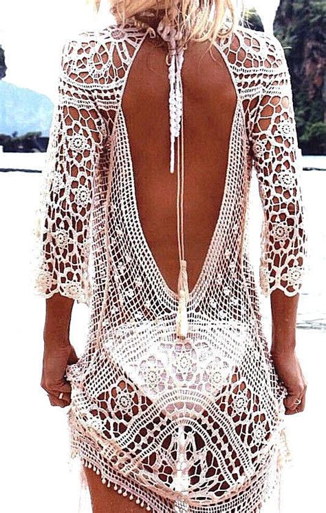 Ibiza kleider lang es ist sehr einfach, sich in verschiedene kleidungsdesigns zu verlieben, aber es ist sehr. Häkel Sommerkleid in weiß rückenfrei Strandkleid im Boho ...