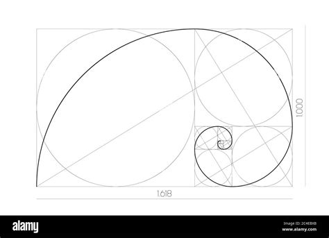 Golden Ratio Geometric Concept Fibonacci Spiral Vector Illustration