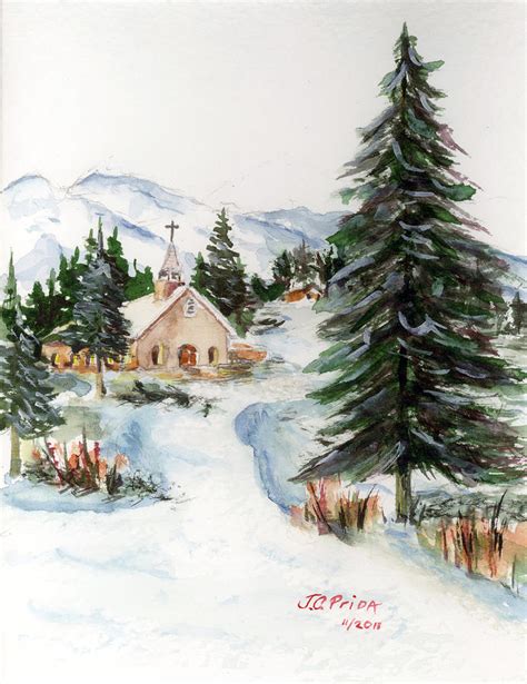 Country Church In Winter Painting By Jc Prida