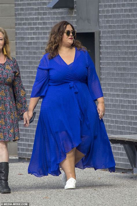 Chrissie Swan Stuns In A Flowing Blue Dress As She Attends The St Kilda