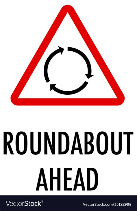 Roundabout Ahead Sign On White Background Vector Image