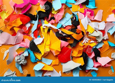 Torn Small Pieces Of Multi Colored Paper Bright Colorful Stock Image