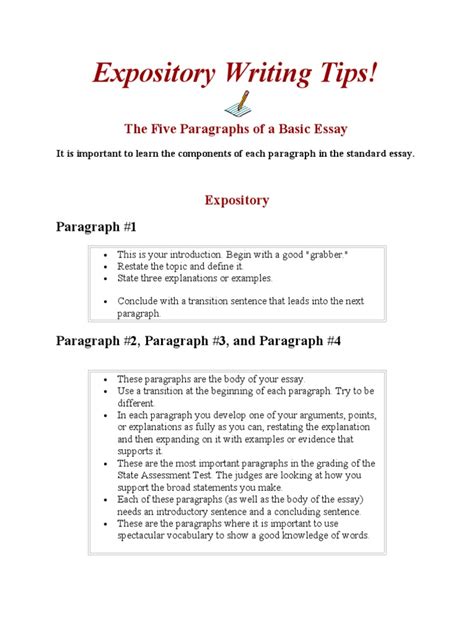 Expository Writing Tips Paragraph Essays