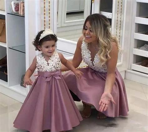 Mother Daughter Matching Dresses Purple Prom Dresses Short Lace Beaded
