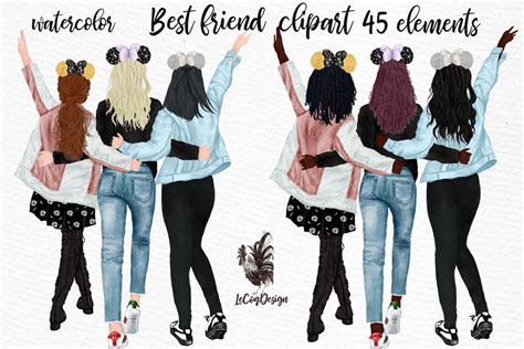 Best Friends Girls Clip Art Graphic By Lecoqdesign · Creative Fabrica
