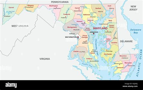 Mapa Administrativo De Maryland Imagen Vector De Stock Alamy